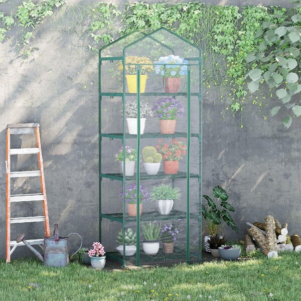 Brugel Mini Serra per Piante a 5 Ripiani in Acciaio con Copertura in PVC 69x49x193cm - 383V01845