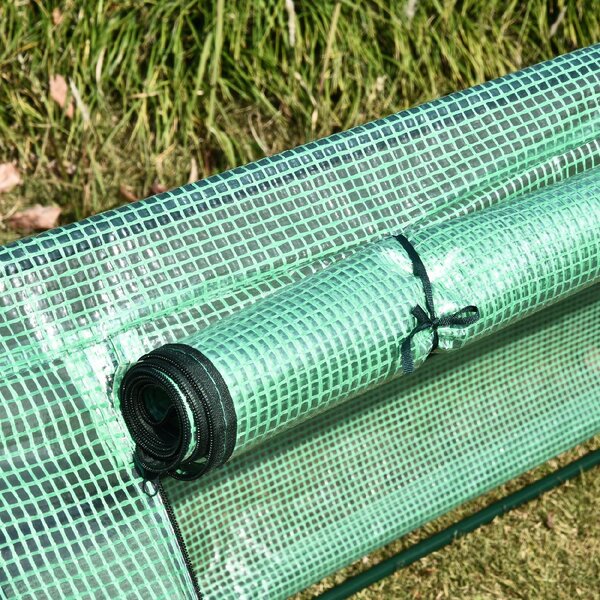 VivaGarden Mini Serra per Piante Impermeabile con 3 Ingressi Avvolgibili in Acciaio e PE 400x100x80 cm colore Verde - 1GNJ610
