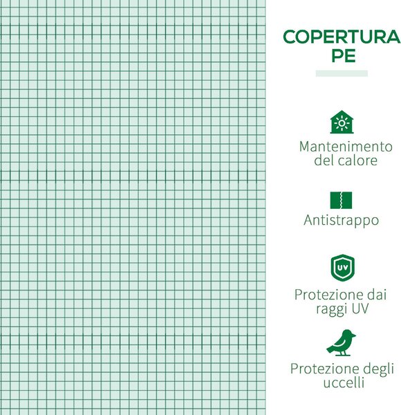 VivaGarden Mini Serra per Piante Impermeabile con 3 Ingressi Avvolgibili in Acciaio e PE 400x100x80 cm colore Verde - 1GNJ610