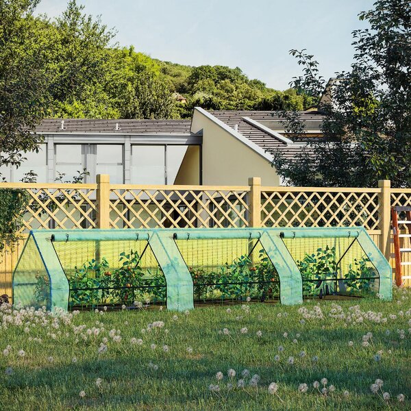 VivaGarden Mini Serra per Piante Impermeabile con 3 Ingressi Avvolgibili in Acciaio e PE 400x100x80 cm colore Verde - 1GNJ610