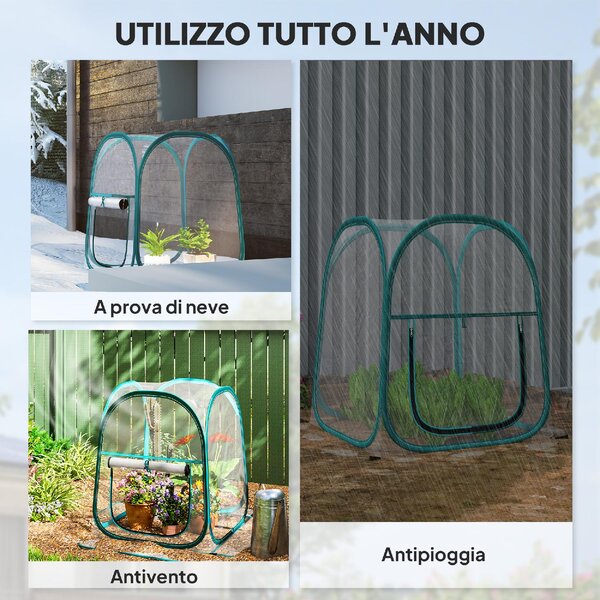 VivaGarden Mini Serra Pop Up con Copertura in Plastica Finestra Avvolgibile e Borsa 70x70x80 cm Trasparente - K671CR