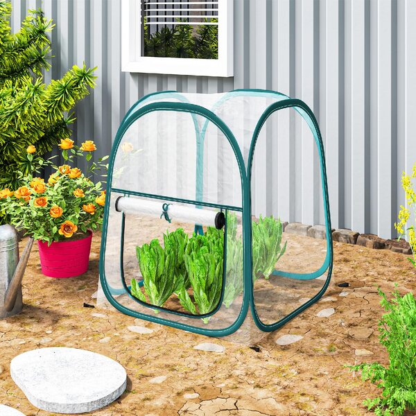 VivaGarden Mini Serra Pop Up con Copertura in Plastica Finestra Avvolgibile e Borsa 70x70x80 cm Trasparente - K671CR