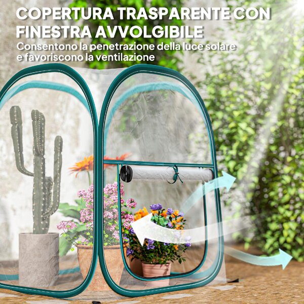 VivaGarden Mini Serra Pop Up con Copertura in Plastica Finestra Avvolgibile e Borsa 70x70x80 cm Trasparente - K671CR