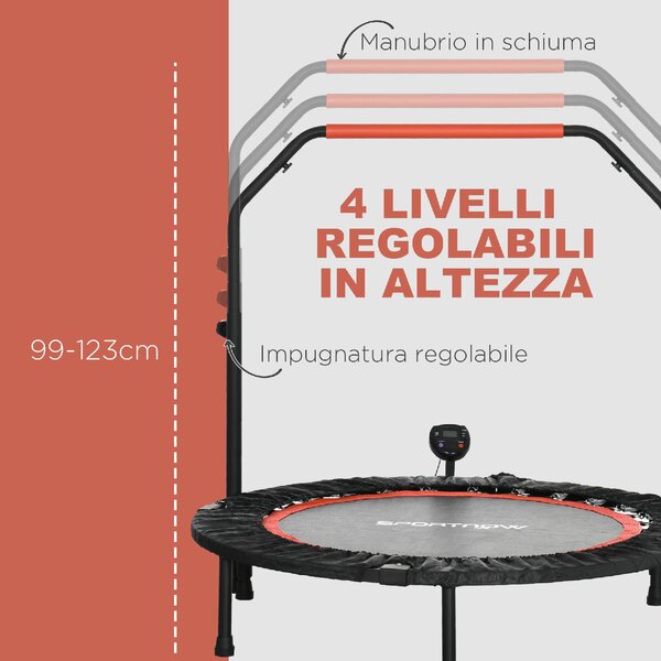 DecHome Mini Trampolino Fitness 102 cm con Manubrio Regolabile Trampolino Elastico Pieghevole colore Nero - R5091BK