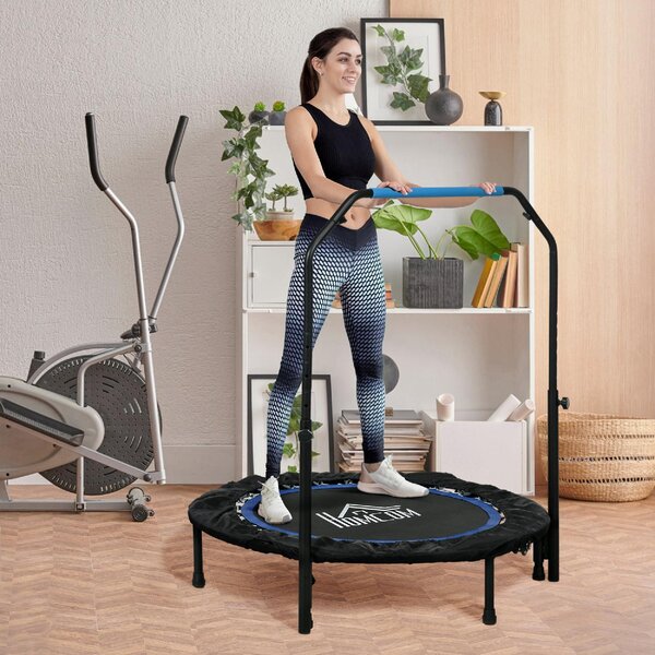 DecHome Mini Trampolino Fitness 102 cm Pieghevole con Manubrio Regolabile in Altezza colore Blu - R4600BU