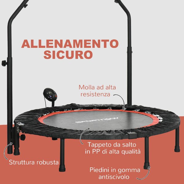 DecHome Mini Trampolino Fitness 102 cm con Manubrio Regolabile Trampolino Elastico Pieghevole colore Nero - R5091BK