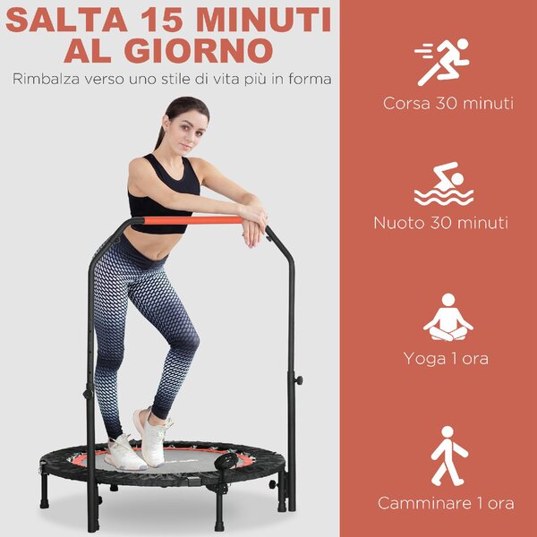 DecHome Mini Trampolino Fitness 102 cm con Manubrio Regolabile Trampolino Elastico Pieghevole colore Nero - R5091BK