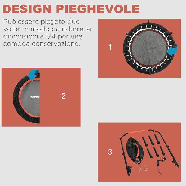 DecHome Mini Trampolino Fitness 102 cm con Manubrio Regolabile Trampolino Elastico Pieghevole colore Nero - R5091BK
