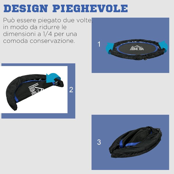 DecHome Mini Trampolino Fitness 102 cm Pieghevole con Manubrio Regolabile in Altezza colore Blu - R4600BU