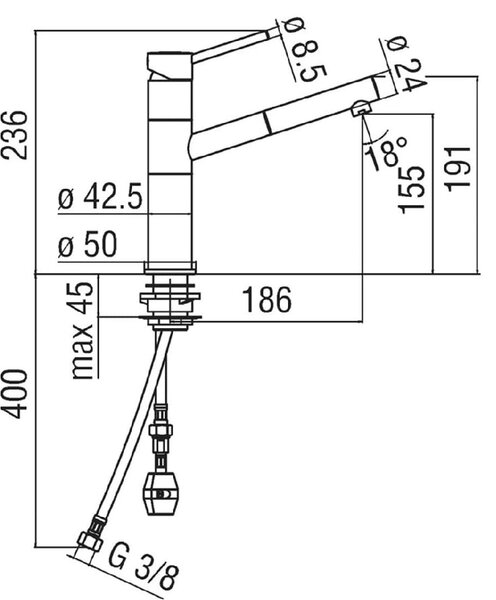 NOBILI Miscelatore Cucina con Doccetta Estraibile Monocomando con Finitura Inox spazzolato - SN00717IX