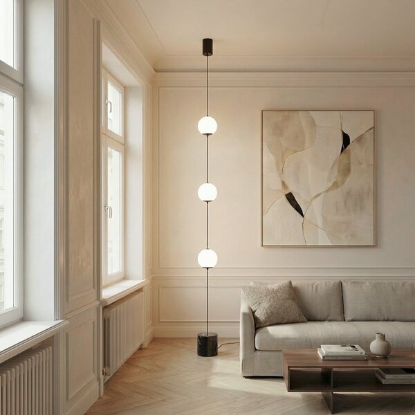 Lampada da terra Lucande, Darrow, dimmerabile, Bianco, Soggiorno, Vetro, Moderno