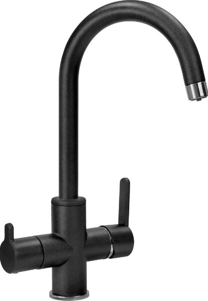 Plados Miscelatore Cucina Rubinetto Monocomando Lavello a 3 Vie finitura Ultragranit colore Black Matt UG70 - FLO60