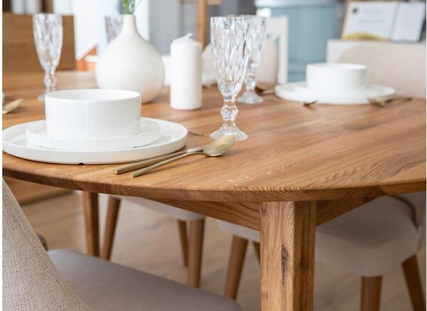 Tavolo rovere massello naturale da pranzo allungabile rotondo