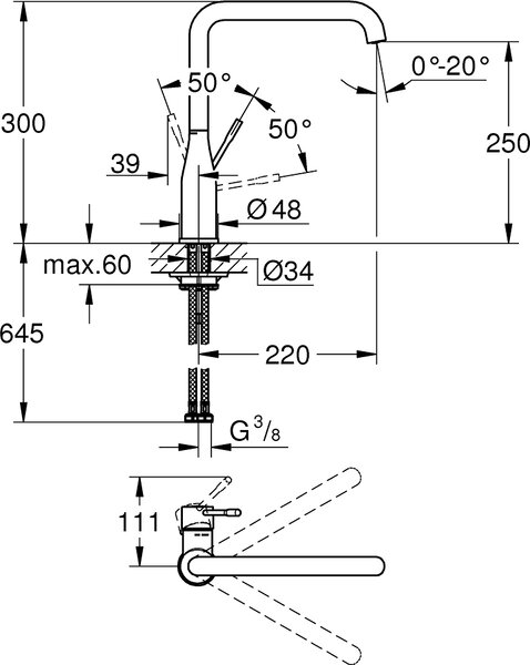 GROHE Miscelatore Cucina Rubinetto Monocomando Lavello Canna Alta finitura Grafite spazzolato - 30269AL0