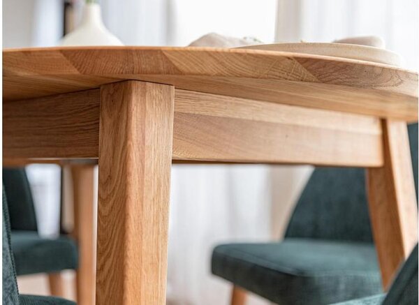 Tavolo rovere massello naturale da pranzo allungabile rotondo