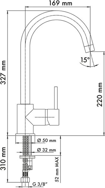 Plados Miscelatore Cucina Rubinetto Monocomando materiale Ultraquartz colore Terra di Francia UQ66 - PETRAMIX