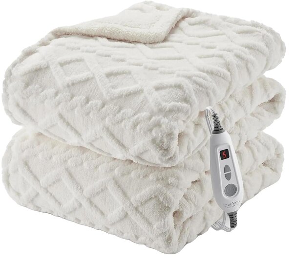 Coperta elettrica, 6 livelli di riscaldamento, spegnimento automatico, colore bianco