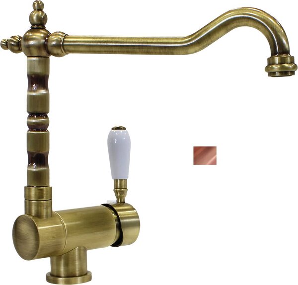 Plados Miscelatore Cucina Sottofinestra Rubinetto Monocomando Lavello a Canna Alta Old Style colore Rame - MIXOLDST