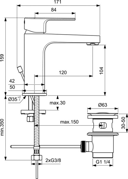 IDEAL STANDARD Miscelatore Lavabo Monocomando Rubinetto Bagno colore Cromo - BC686AA Serie Cerafine D