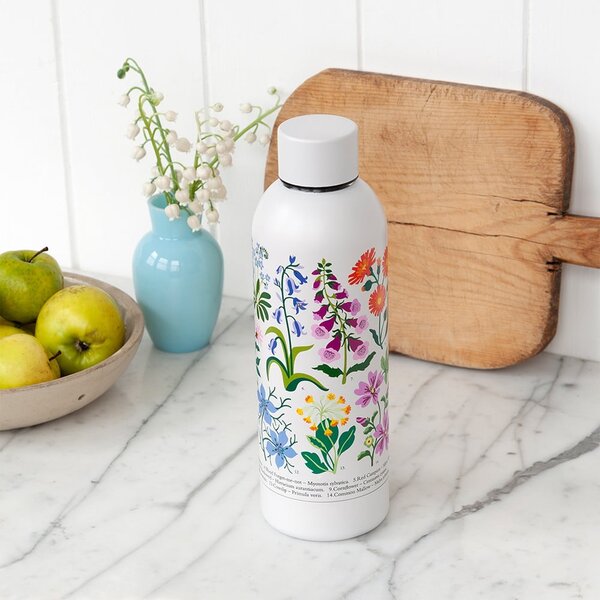 Bottiglia in acciaio inox bianco 500 ml Wild Flowers - Rex London