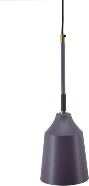 Lampada a sospensione Padiro, 15 x 15 x 45 cm, color viola, realizzata in ferro, con un design elegante e dettagli in metallo