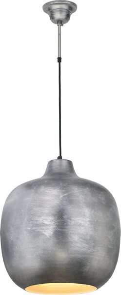 Lampada a sospensione Padiro, 40,5 x 40,5 x 43 cm, color argento, realizzata in ferro, con aspetto patinato industriale