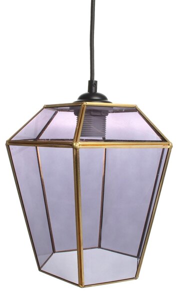 Lampada a sospensione Padiro, 22,5 x 22,5 x 26 cm - grigio - vetro - paralume in vetro geometrico - attacco E27