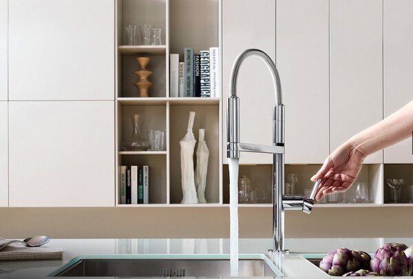 NOBILI Miscelatore Monocomando con canna girevole e Doccetta 50 cm Acciaio Inox - MV92300/50IX