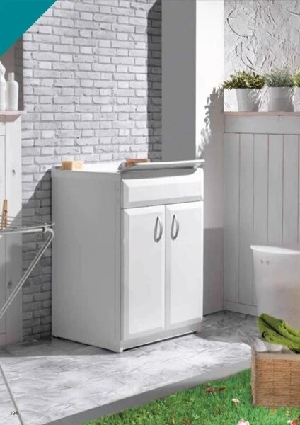 DecHome Mobile Bagno Lavatoio in PVC 2 Ante 60 x 50 cm colore Bianco - PMLC0010A/0471