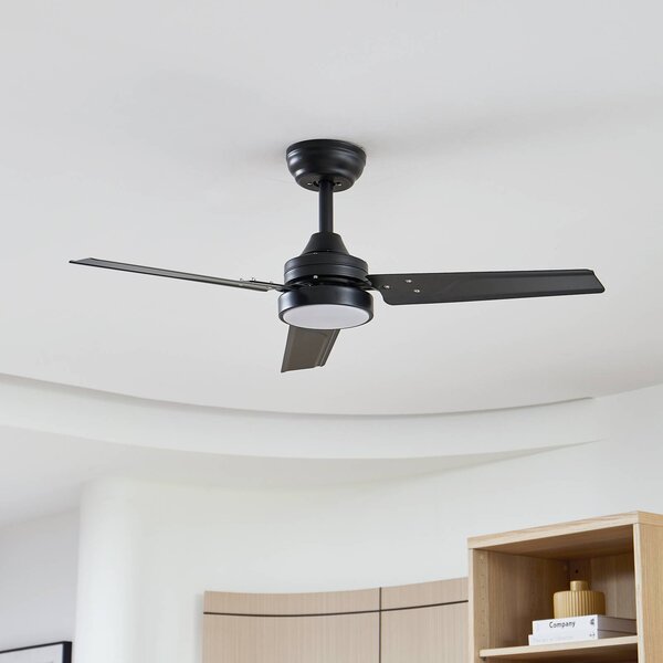 Ventilatore da soffitto Lindby LED Aerallo, nero, CCT, silenzioso Aerallo, Nero, Soggiorno / Sala da pranzo, Metallo, Moderno