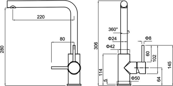 Plados Miscelatore Monocomando Rubinetto Cucina finitura Ultragranit colore Tartufo UG72 - Easy