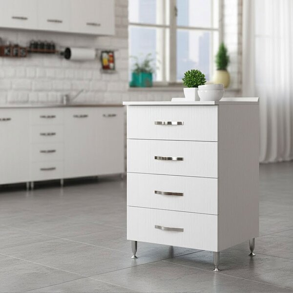 AZUR LINE Mobile Cucina Mobiletto con 4 Cassetti 40x50x85 cm colore Bianco