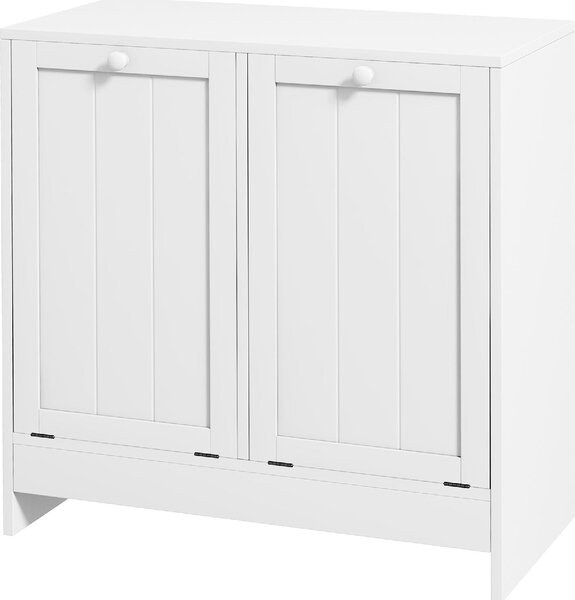 DecHome Mobile Portabiancheria con 2 Scomparti a Ribalta in Legno 66x33x68 cm colore Bianco