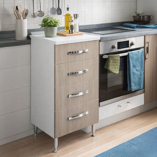 AZUR LINE Mobile Cucina Mobiletto con 4 Cassetti 40x50x85 cm colore Olmo