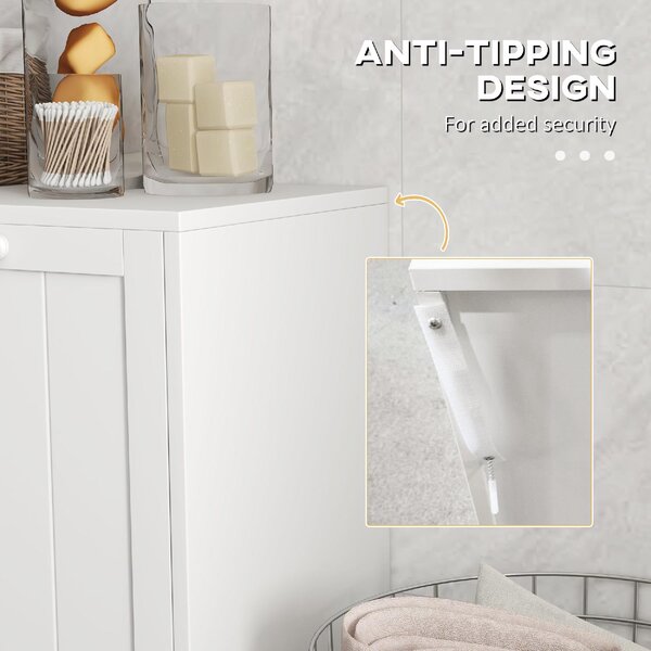 DecHome Mobile Portabiancheria con 2 Scomparti a Ribalta in Legno 66x33x68 cm colore Bianco