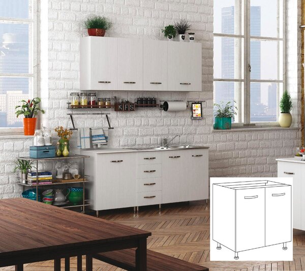 AZUR LINE Mobile Lavello Cucina Sottolavello 80x50x85h cm colore Bianco - BFS80KIT