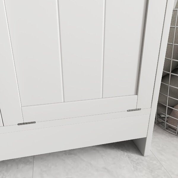 DecHome Mobile Portabiancheria con 2 Scomparti a Ribalta in Legno 66x33x68 cm colore Bianco