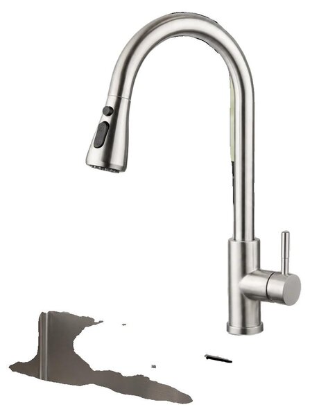 Miscelatore da cucina estraibile, con 3 modalità di spruzzo, girevole a 360°, colore argento, attacco G3/8