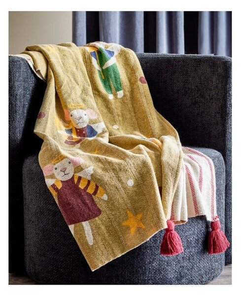 Coperta in cotone riciclato a tema natalizio 130x160 cm Peo – Bloomingville