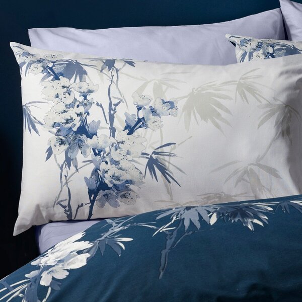 Set copripiumino e federa blu scuro/color crema per letto matrimoniale 3 pezzi 200x200 cm Kyoto Floral – Catherine Lansfield
