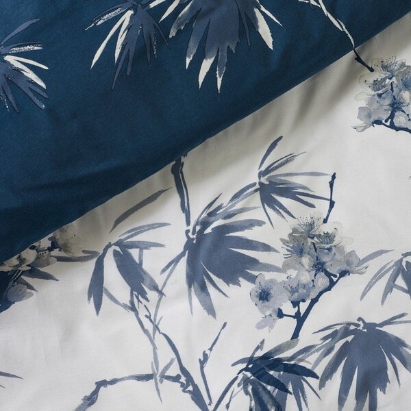 Set copripiumino e federa blu scuro/color crema per letto matrimoniale 3 pezzi 200x200 cm Kyoto Floral – Catherine Lansfield