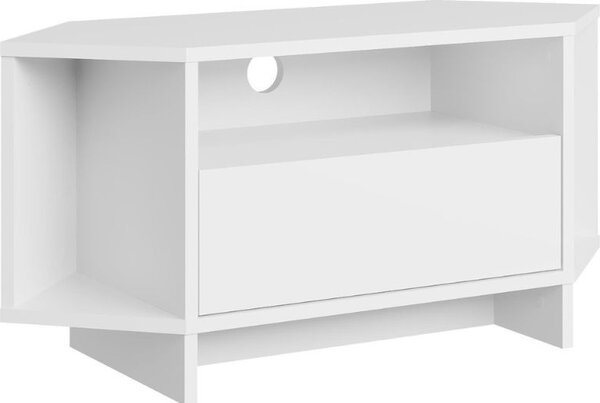 DecHome Mobile TV Angolare Moderno 1 Anta 3 Vani a Giorno Dimensioni 95,7x35,4x45,3 cm colore Bianco - Viva