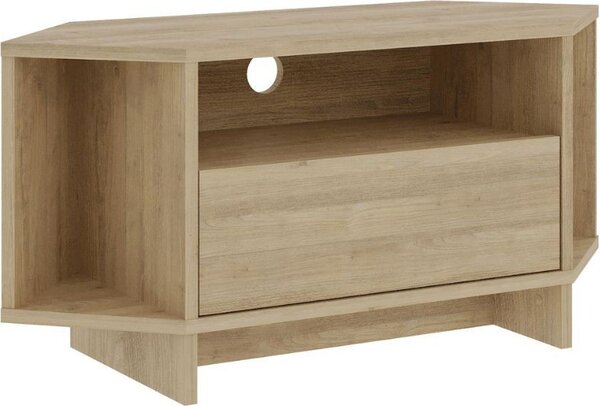 DecHome Mobile TV Angolare Moderno 1 Anta 3 Vani a Giorno Dimensioni 95,7x35,4x45,3 cm colore Rovere - Viva