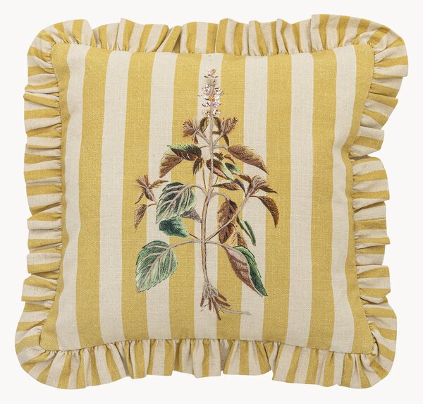 Cuscino in cotone ricamato a righe con volant Camila