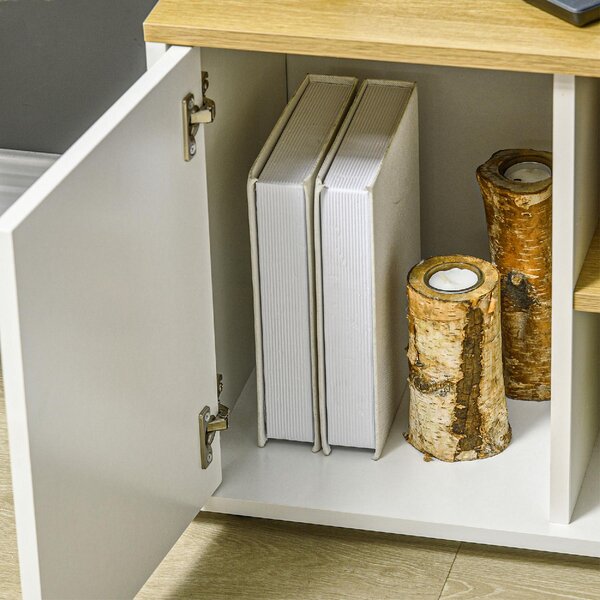 DecHome Mobile TV Angolare Moderno 2 Ante 3 Vani a Giorno Dimensioni 90x90x45 cm colore Bianco/Legno