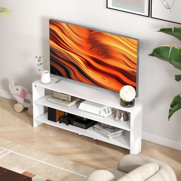 DecHome Mobile TV Angolare Moderno 2 Vani a Giorno in Legno Dimensioni 110x36x45 cm colore Bianco