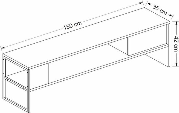 DecHome Mobile TV Industriale 1 Anta 1 Vano a Giorno in Metallo Dimensioni 150x35x42 cm colore Nero - Concord