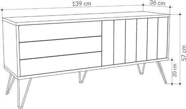 DecHome Mobile TV Contemporaneo 2 Ante Dimensioni 57x139x36 cm colore Bianco - Picadilly