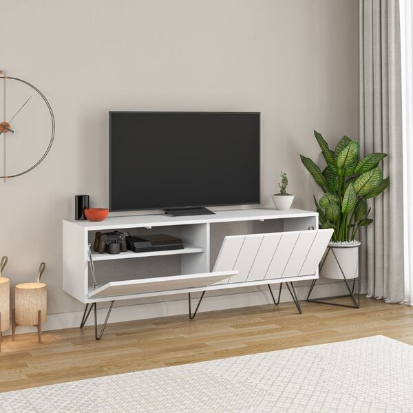 DecHome Mobile TV Contemporaneo 2 Ante Dimensioni 57x139x36 cm colore Bianco - Picadilly