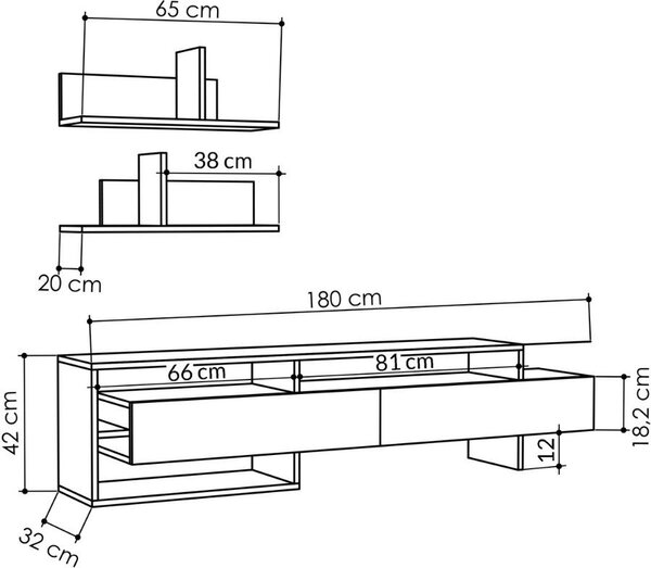 DecHome Mobile TV Contemporaneo 2 Ante Dimensioni 180x32x42 cm colore Tortora - Gara